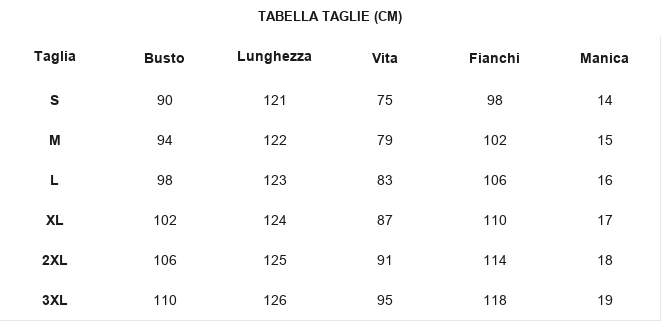 TABELLA TAGLIE