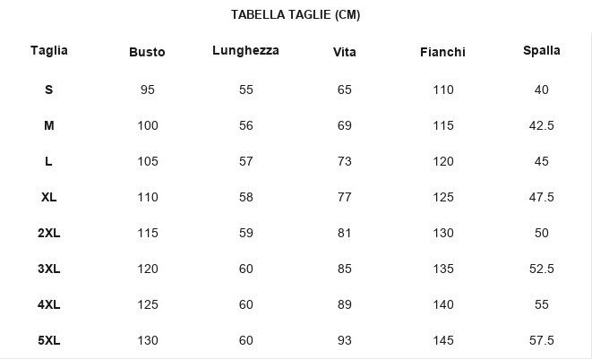 TABELLA TAGLIE