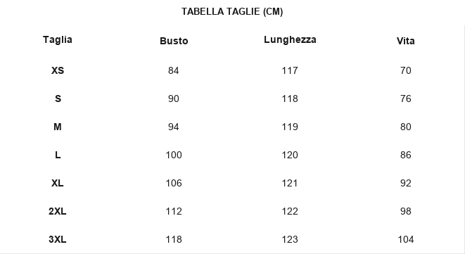 TABELLA TAGLIE