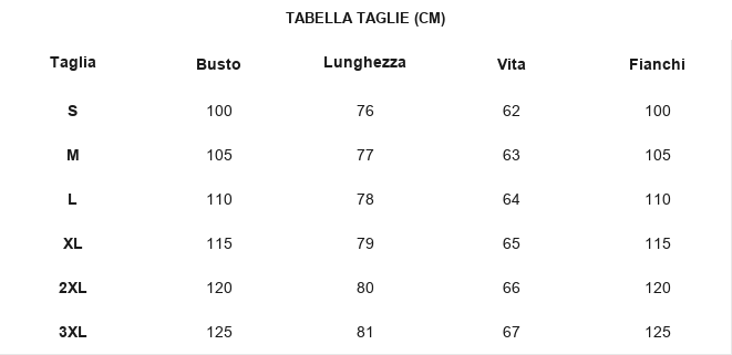 TABELLA TAGLIE