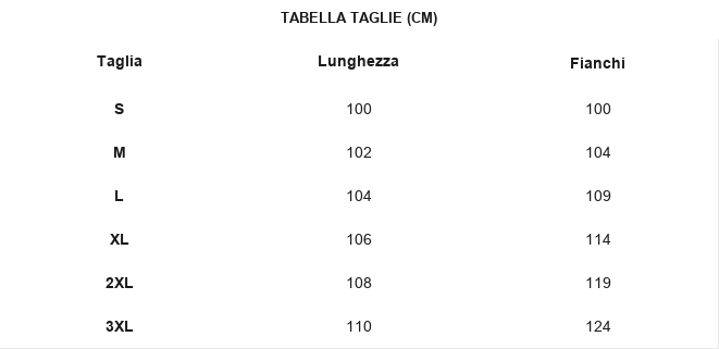 TABELLA TAGLIE