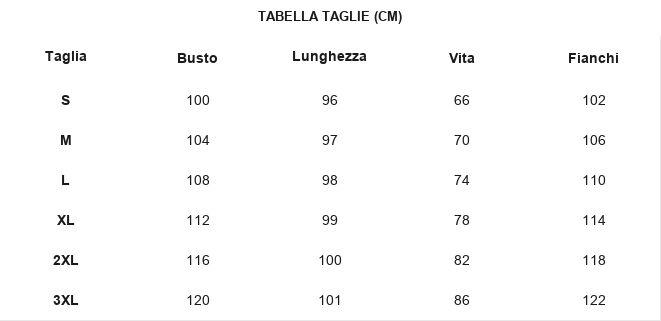 TABELLA TAGLIE