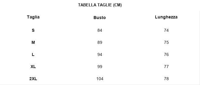 TABELLA TAGLIE