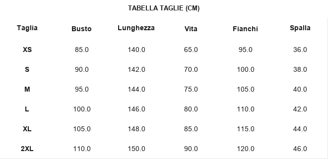 TABELLA TAGLIE