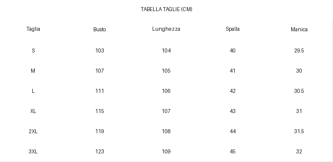 TABELLA TAGLIE