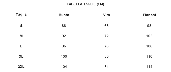 TABELLA TAGLIE