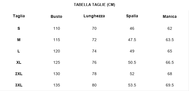 TABELLA TAGLIE