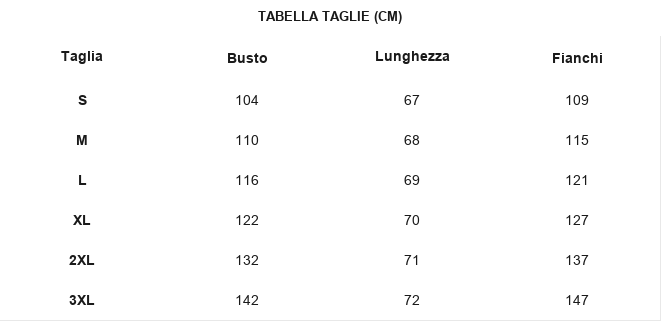 TABELLA TAGLIE