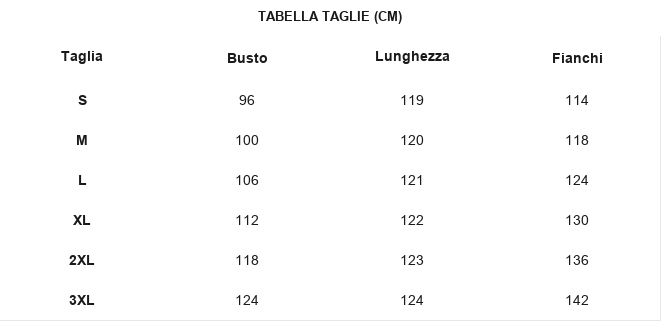 TABELLA TAGLIE