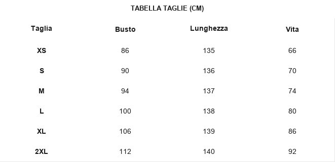 TABELLA TAGLIE