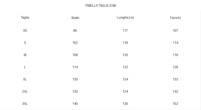 TABELLA TAGLIE