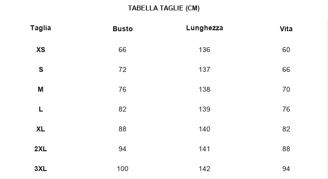 TABELLA TAGLIE